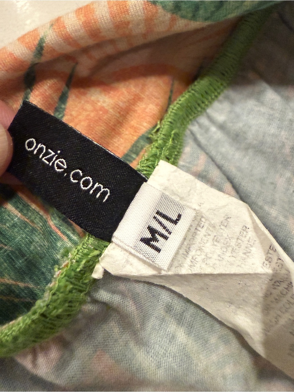 Onzie Tropical Palm Print Joggers in Green & Peach - Picture 5 of 5